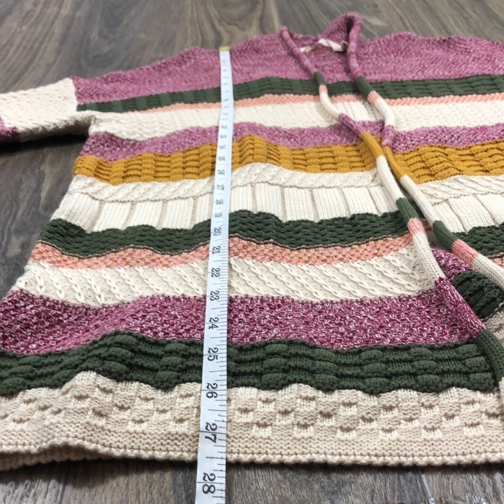 Soft Surroundings 100% Cotton Striped Maximalist Indie Knit Open Front Cardigan - Picture 10 of 12